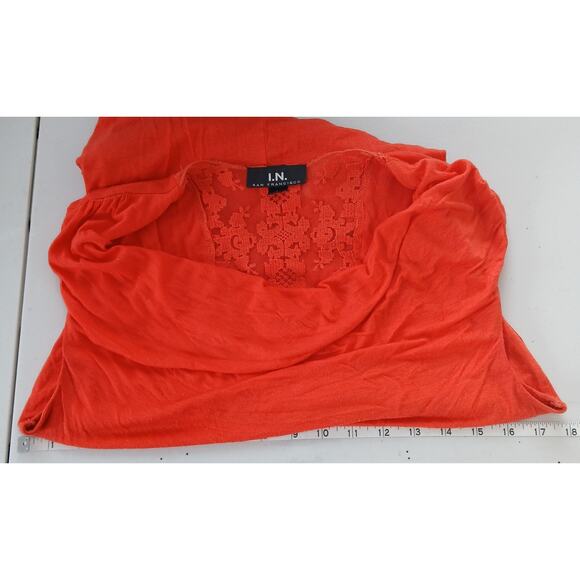 I.N. San Francisco Red Y2K Cowl Drape Neck Lace Back Top Womens LG Cherry 90s - Picture 6 of 8
